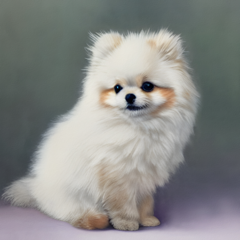 White Pomeranian - Gouache, Colored Pencil on Watercolor Paper