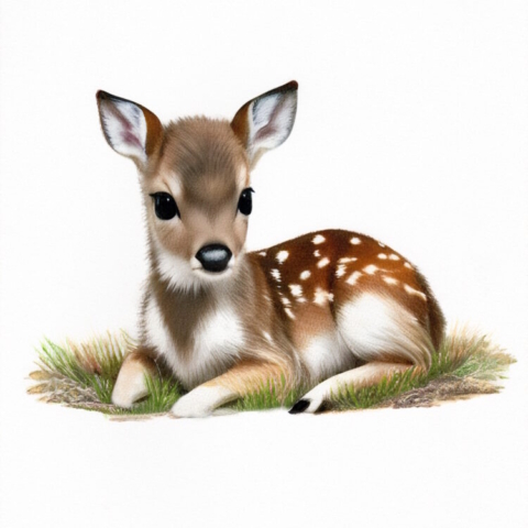 Baby Deer/ Fawn - Gouache and Colored Pencil