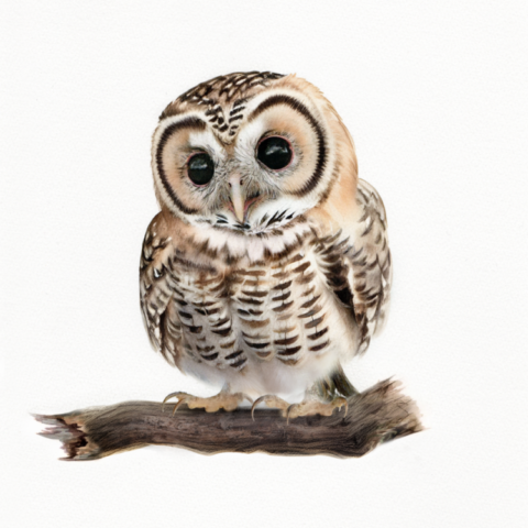 Brown Spotted Owl - Gouache, Colored Pencil